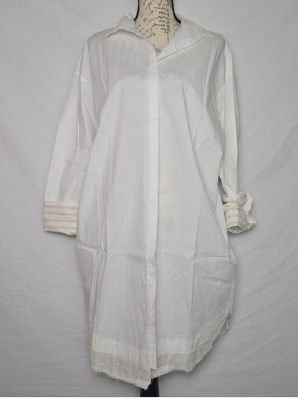 Undiscovered Eye Anthropologie White Poplin Shirt Dress XS NWOT